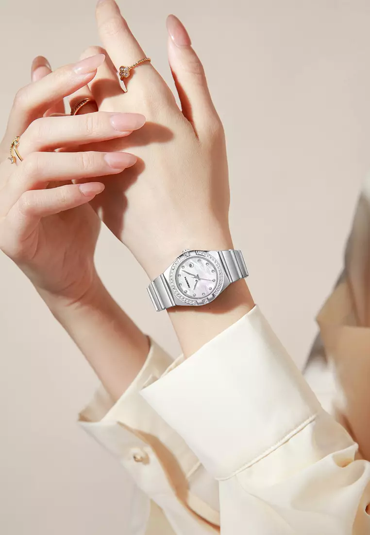 Jam Tangan Wanita Original Gaya Korea Anti Air Anggun Bercahaya Jam Tangan Cewek silverwhite