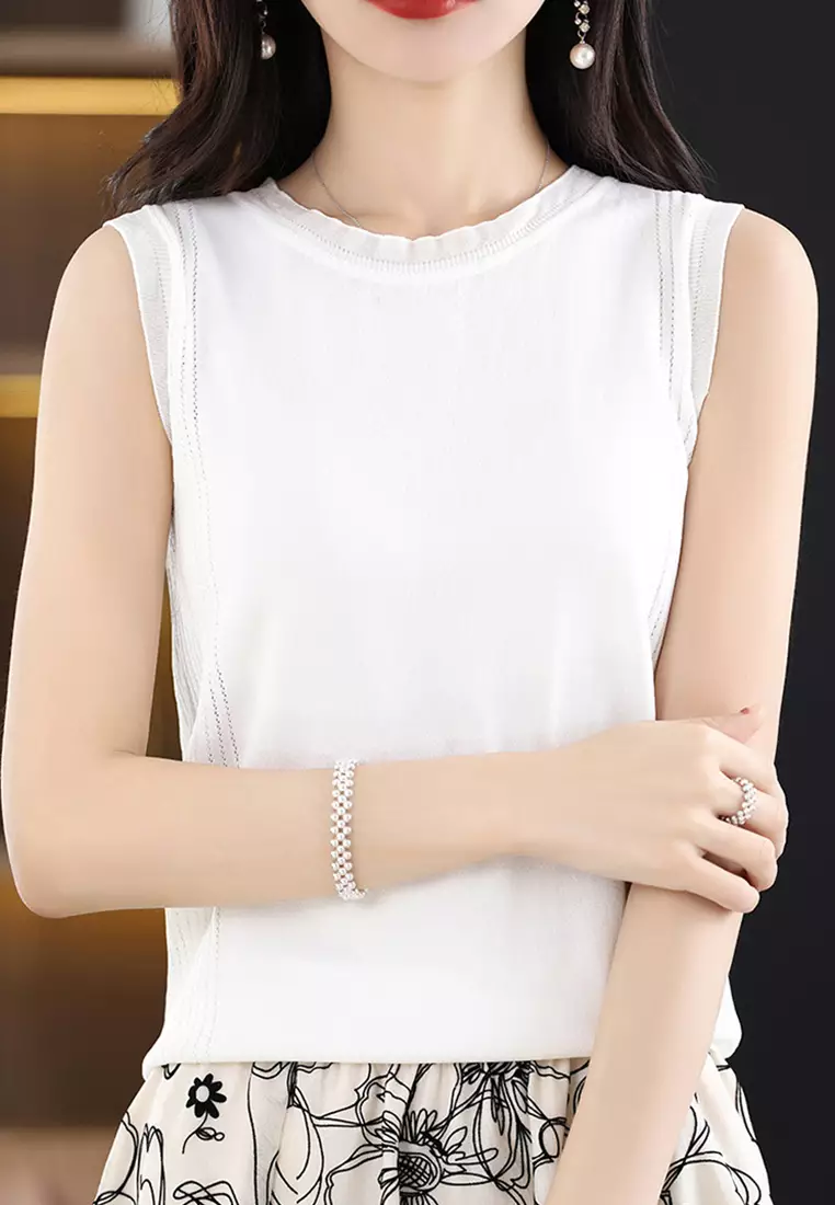 White chiffon vest top