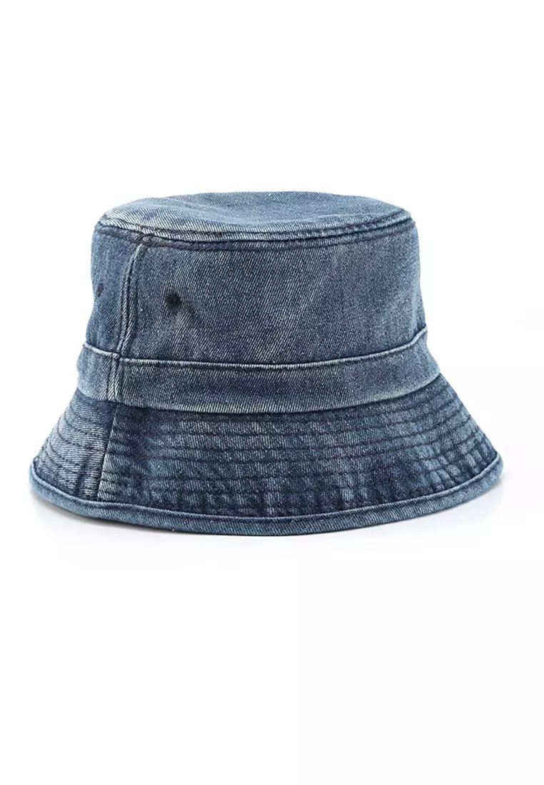 Black Stretch Denim Reversible Bucket Hat of Retro Old School 