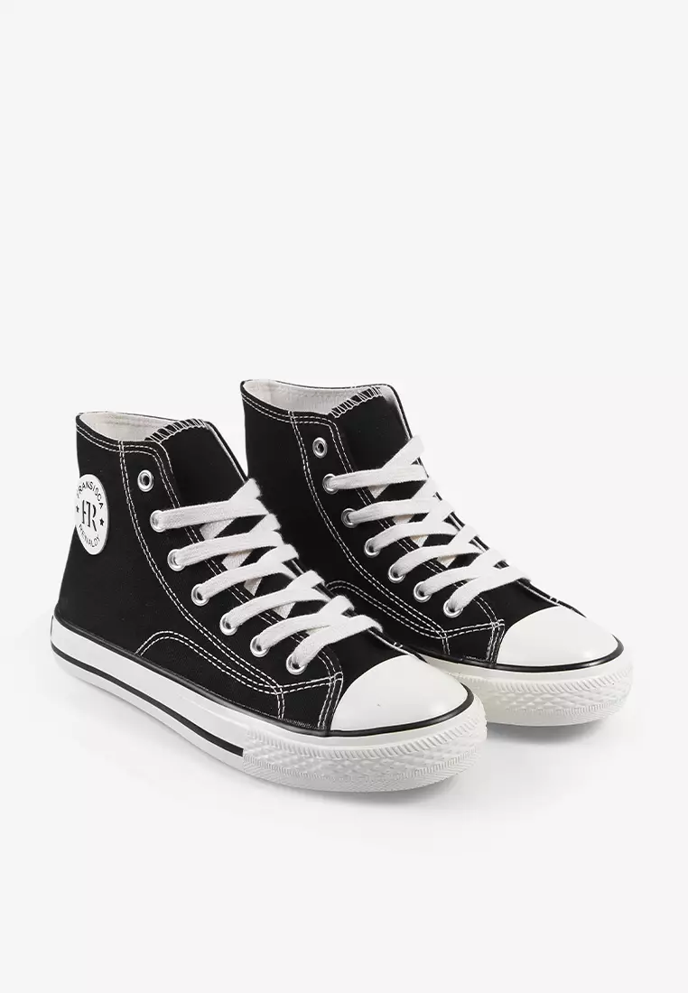 Sepatu Sekolah Anak BTS Sneakers Hitam Putih Unisex Anti Slip T.Corner