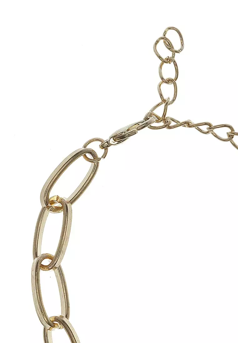 Gelang Set Mutiara Coin Pendant Aksesoris Wanita Premium Quality - Emas