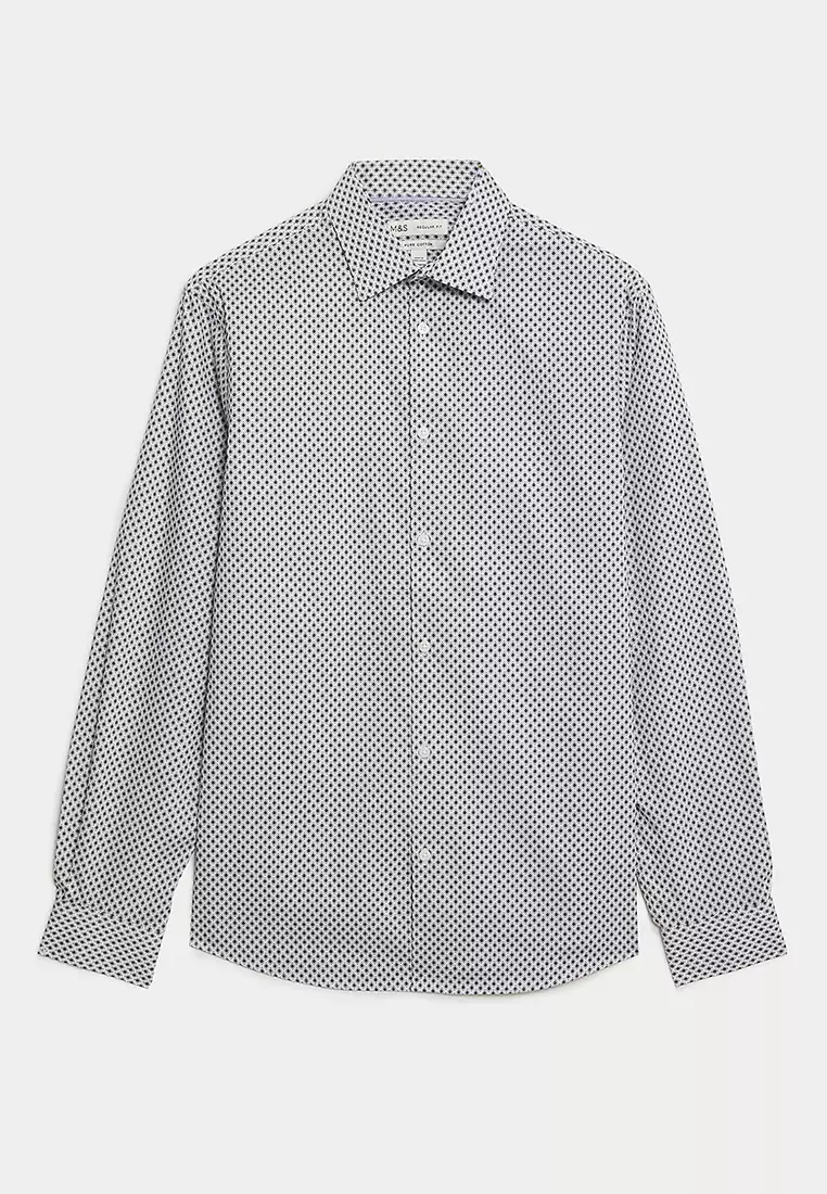 Regular Fit Easy Iron Pure Cotton Print Shirt