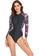 Its Me black and multi Surf Print Long Sleeve One Piece Swimsuit 56CF1US82CAE72GS_1
