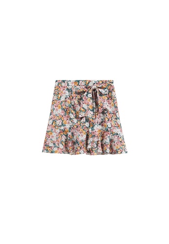 Hopeshow pink Waist Tie Floral Mini Skirt 279E3AA4F88A64GS_1