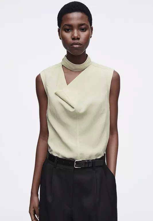 Sleeveless Utility-Style Blouse