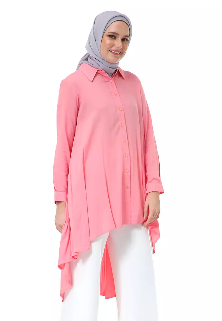Adilla Tunik Long Sleeve Polos Regular Fit High Premium Quality - Salmon