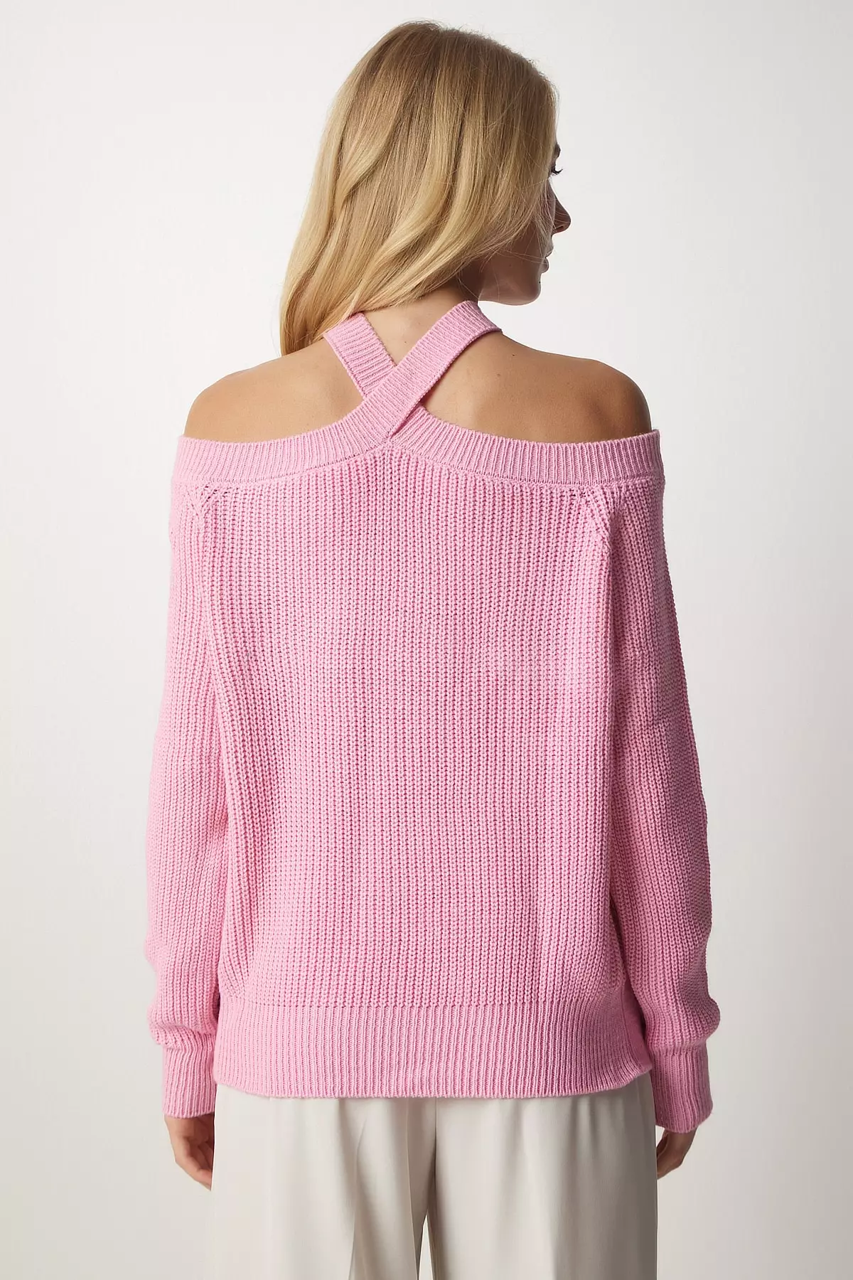 Open shoulder 2024 knit sweater