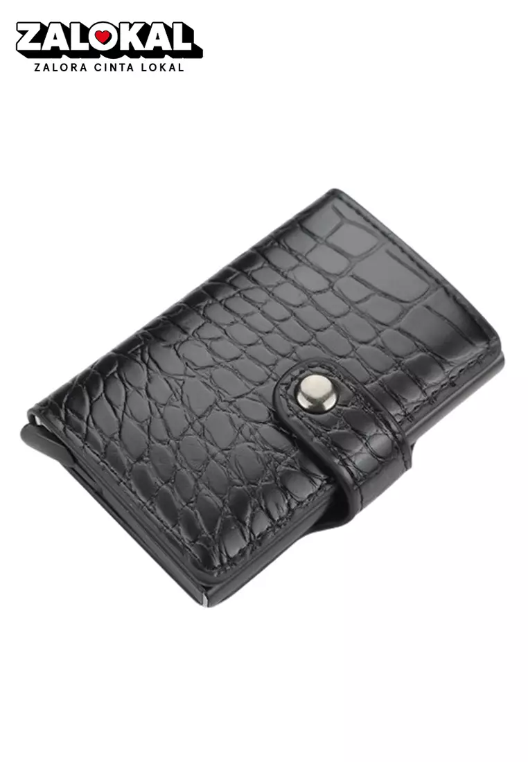 Card Wallet Dompet Kartu Fashion Pria Many Slot Material Leather Kulit ORIGINAL - Black