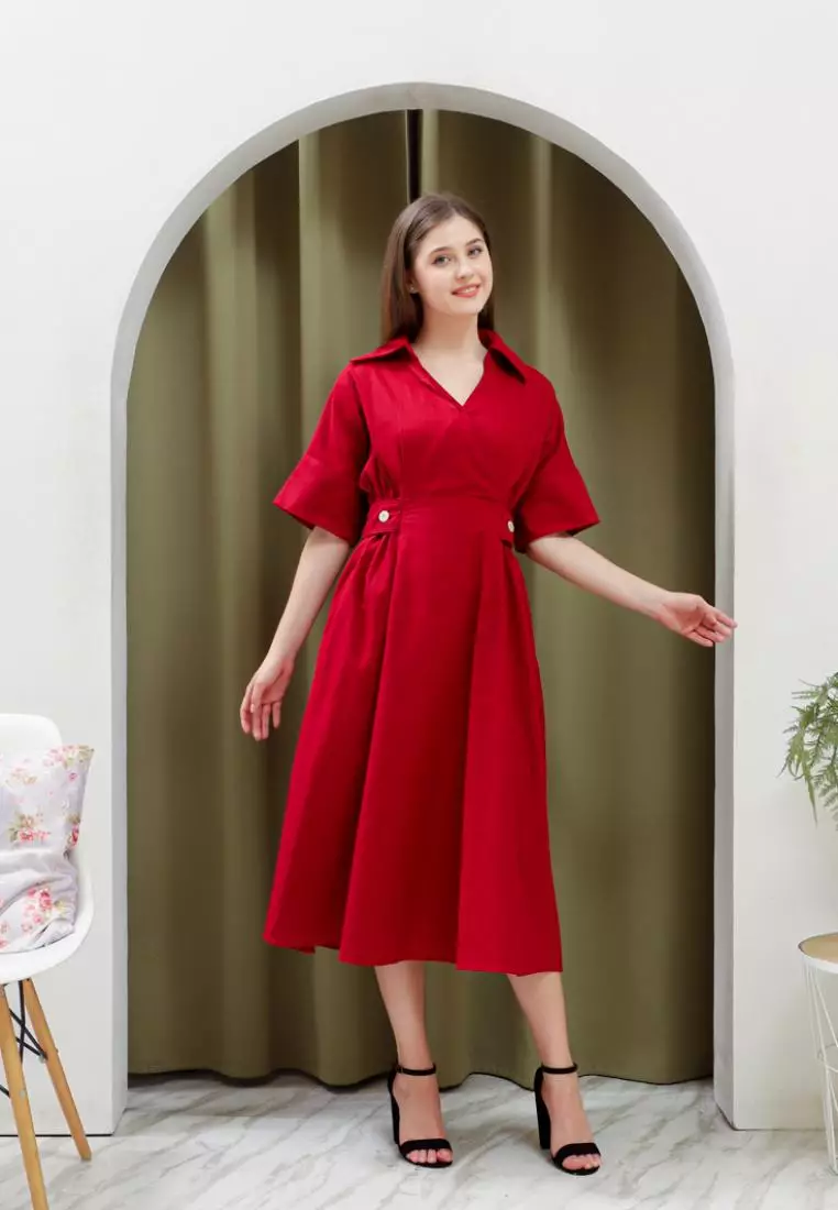 Jejilla Midi Dress ini Maroon