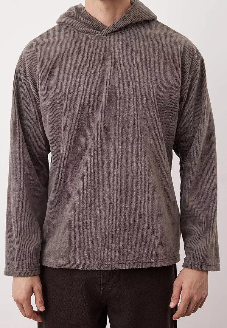 Anthracite New Oversize/Wide Cut Soft Corduroy Sweatshirt