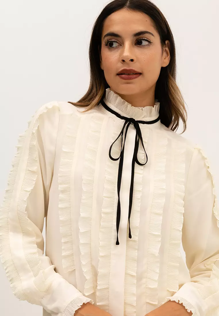 網上選購Zalia Pleated Trim Detail Shirt 2023 系列| ZALORA香港