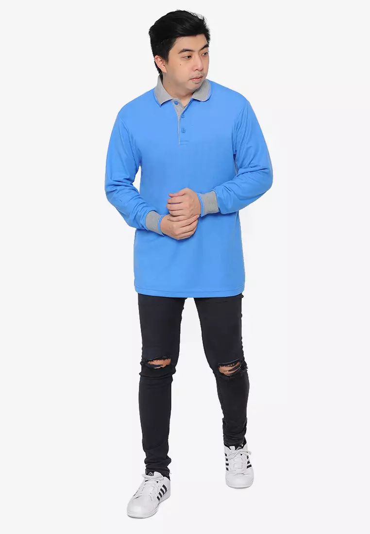 Andre Michel Kaos Polo Shirt Lengan Panjang Kerah Abu Biru BCA 933-52