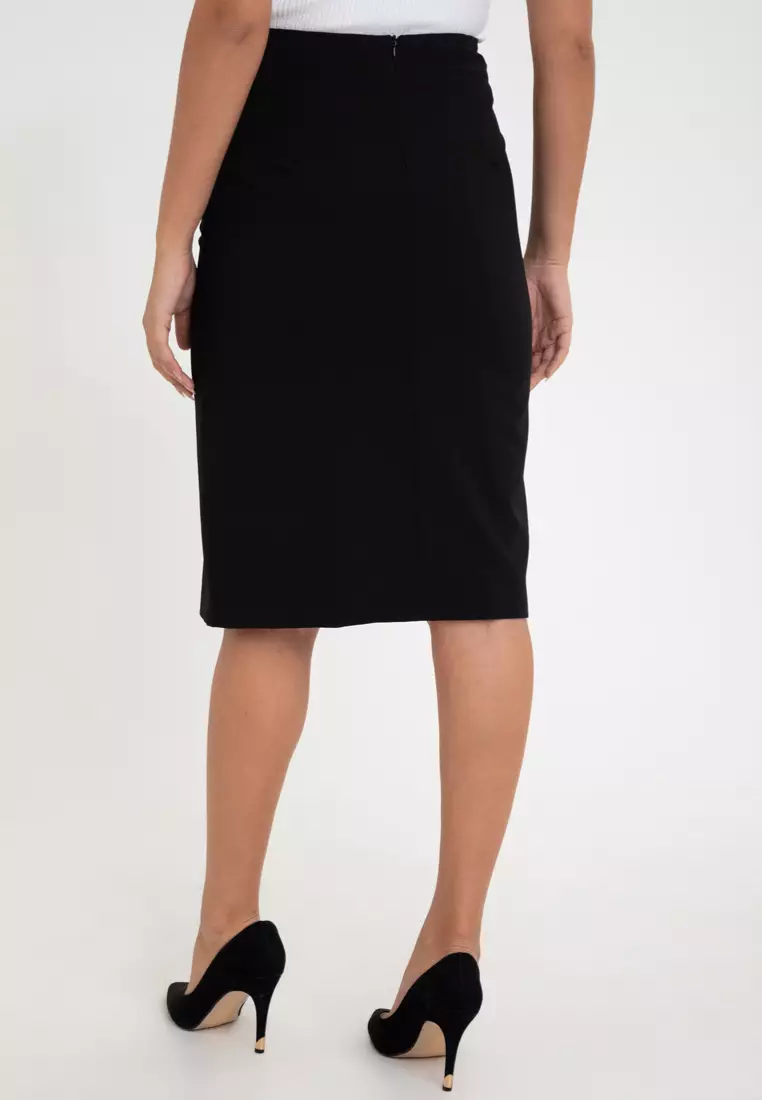 Button Accent Pencil Skirt