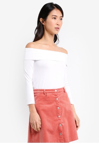 Shop Zalora Basics Essential Long Sleeve Off Shoulder Top Online