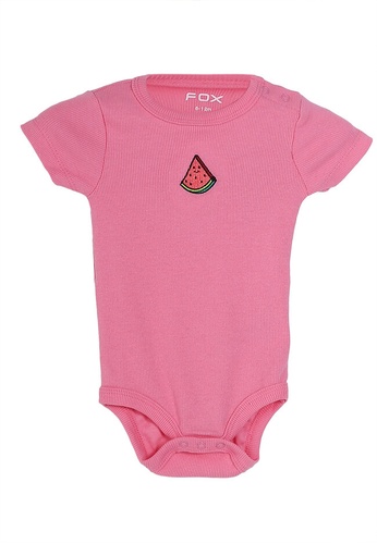 FOX Kids & Baby pink Pink Melange Short Sleeve Romper A5128KA2577CA6GS_1