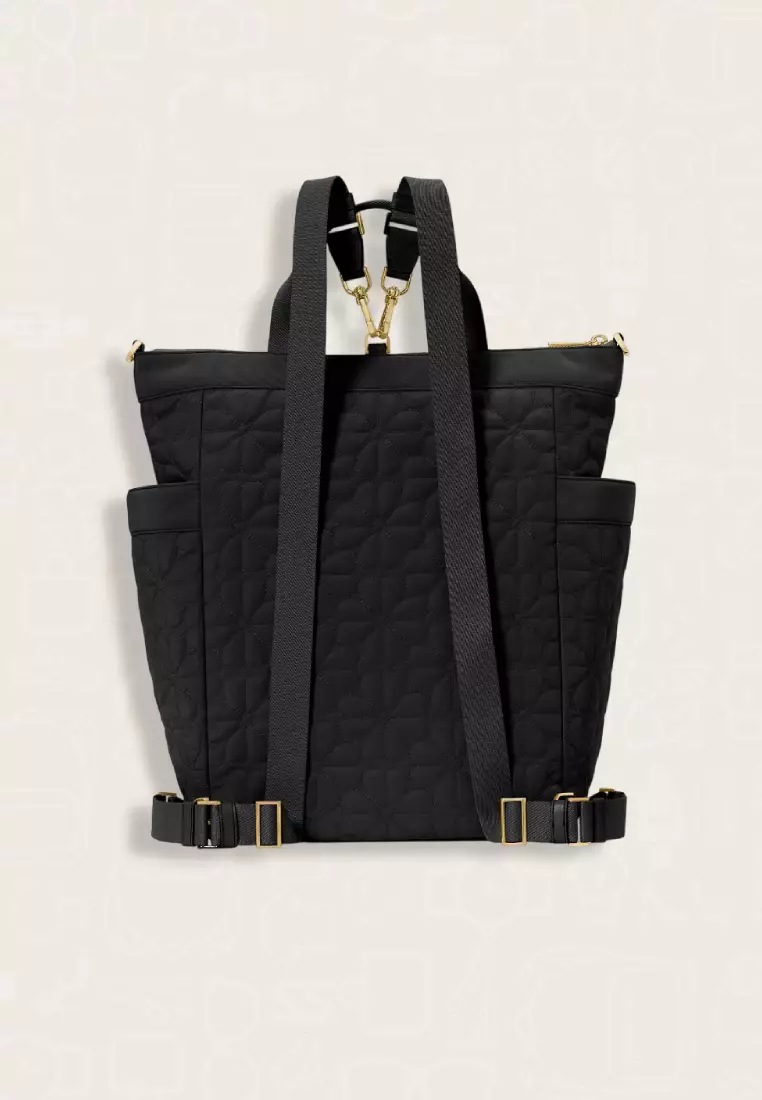 Kate Spade Spade Flower Quilted Fabric Convertible Backpack Black