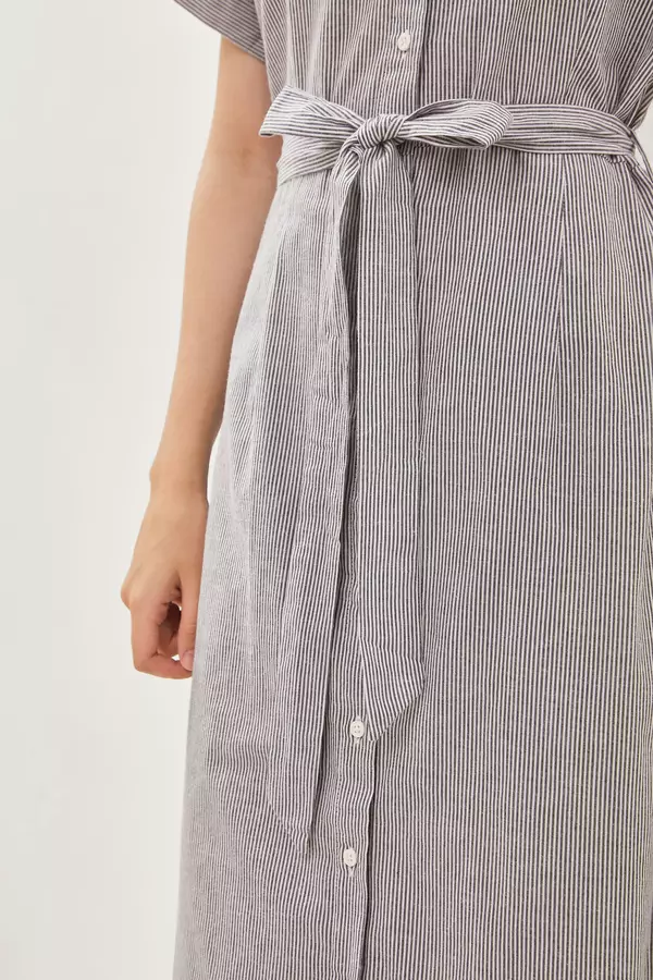 Ivani Stripe Long Dress R Grey Offwhite