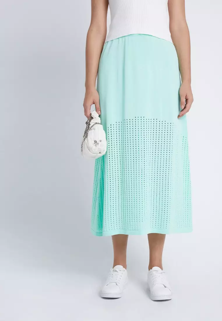 Pointelle A-Line Knitted Skirt