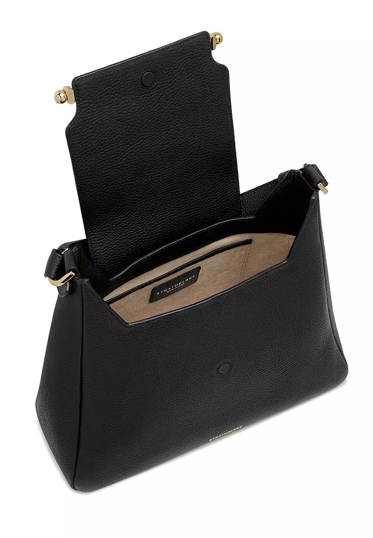 Buy Strathberry MULTREES MIDI HOBO GRAIN LEATHER BLACK Online | ZALORA ...