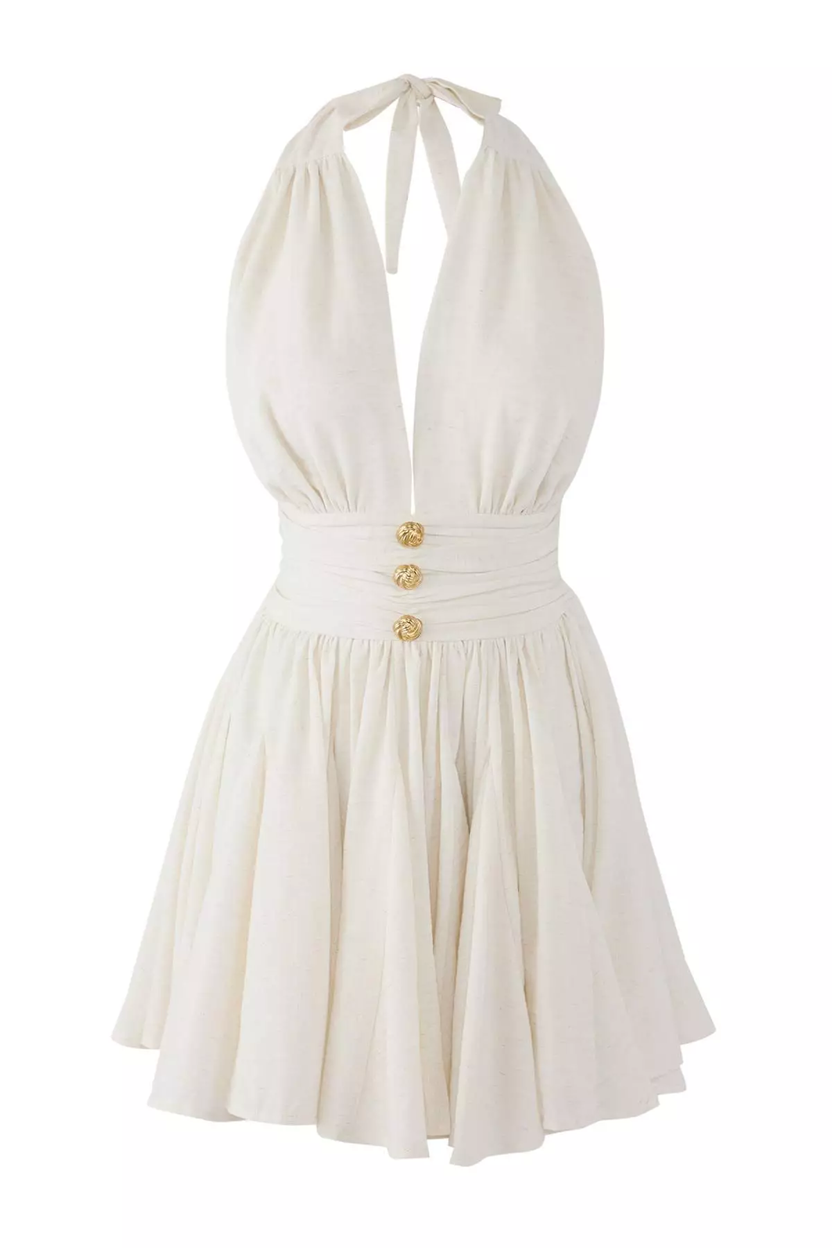 Ecru Chiffon Short/Mini Dress With Skater Drop Detail Tprss25El00319