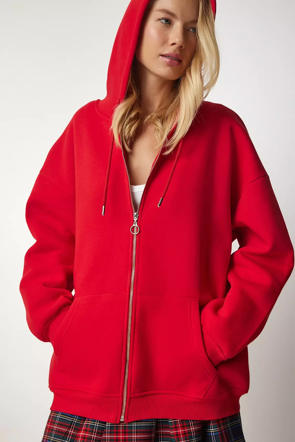 Red zip hotsell front hoodie
