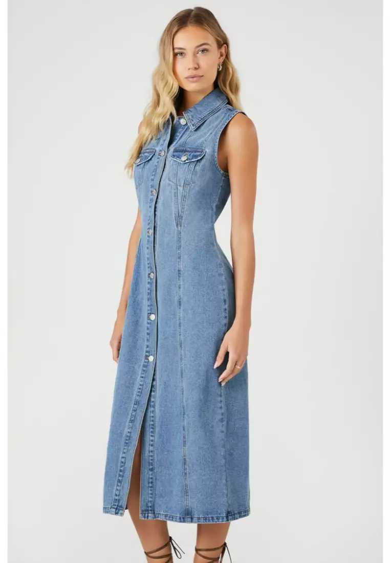 Button down denim dress forever 21 hot sale