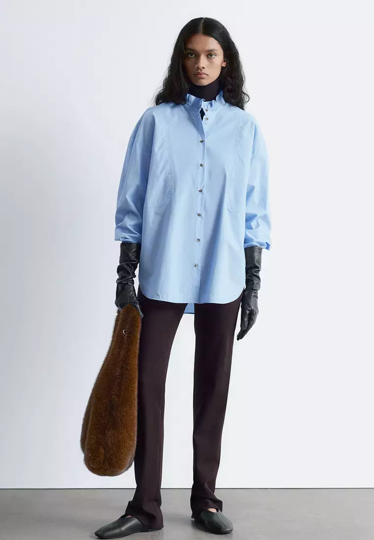Long Stand-Collar Cotton Shirt