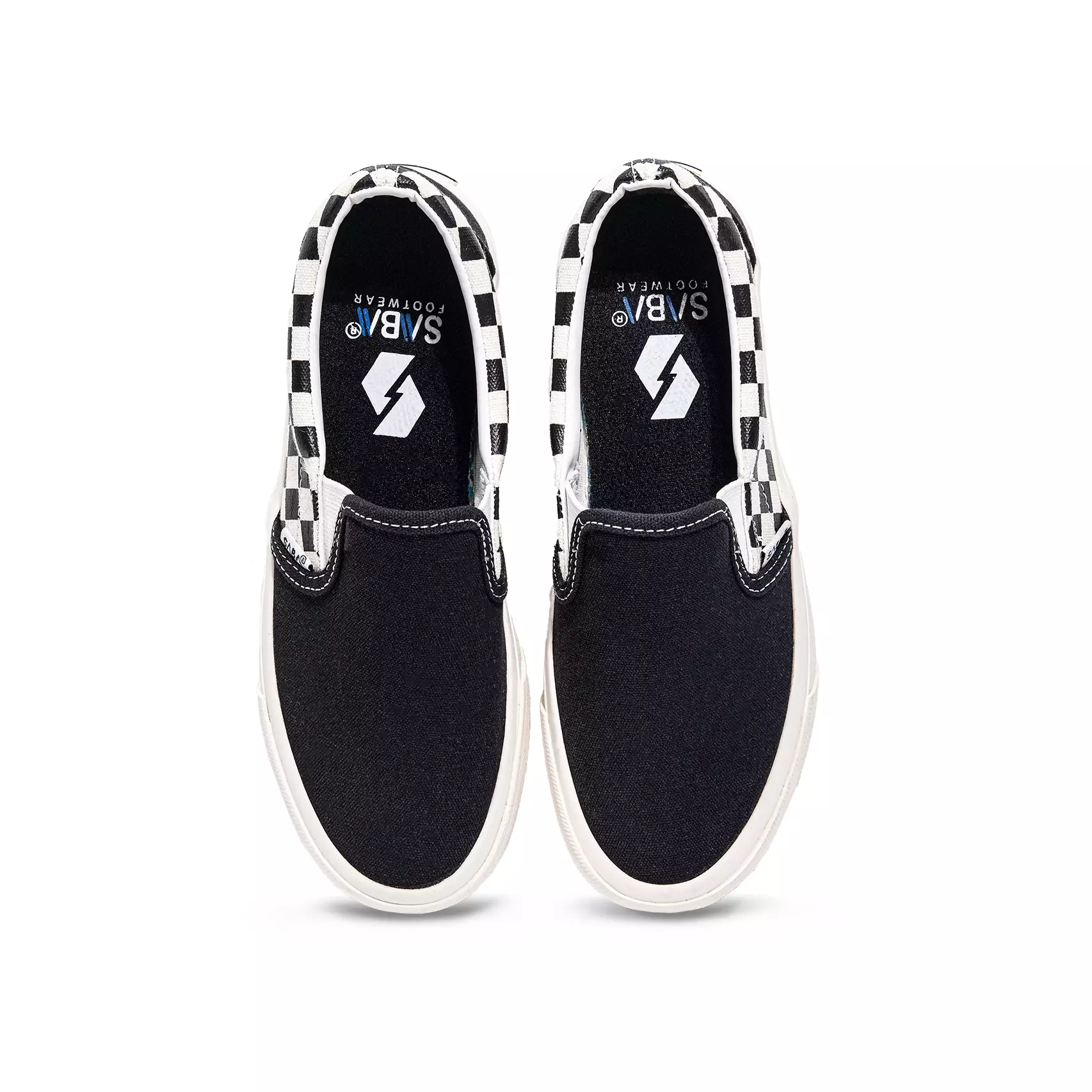 SABA Checkerboard Slip On Half Black White - Sepatu Sneakers Casual Pria Wanita Original 100% CH-SL-16