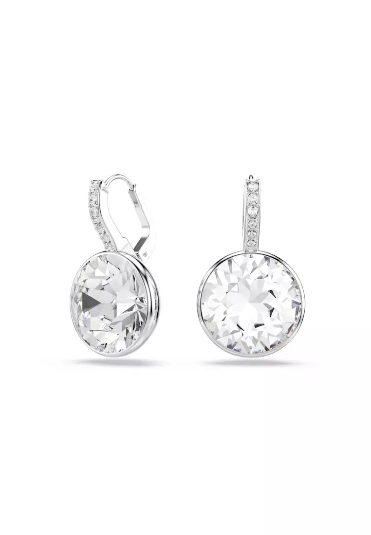 Buy Swarovski Millenia drop earrings, Round cut, White, Rhodium plated ...