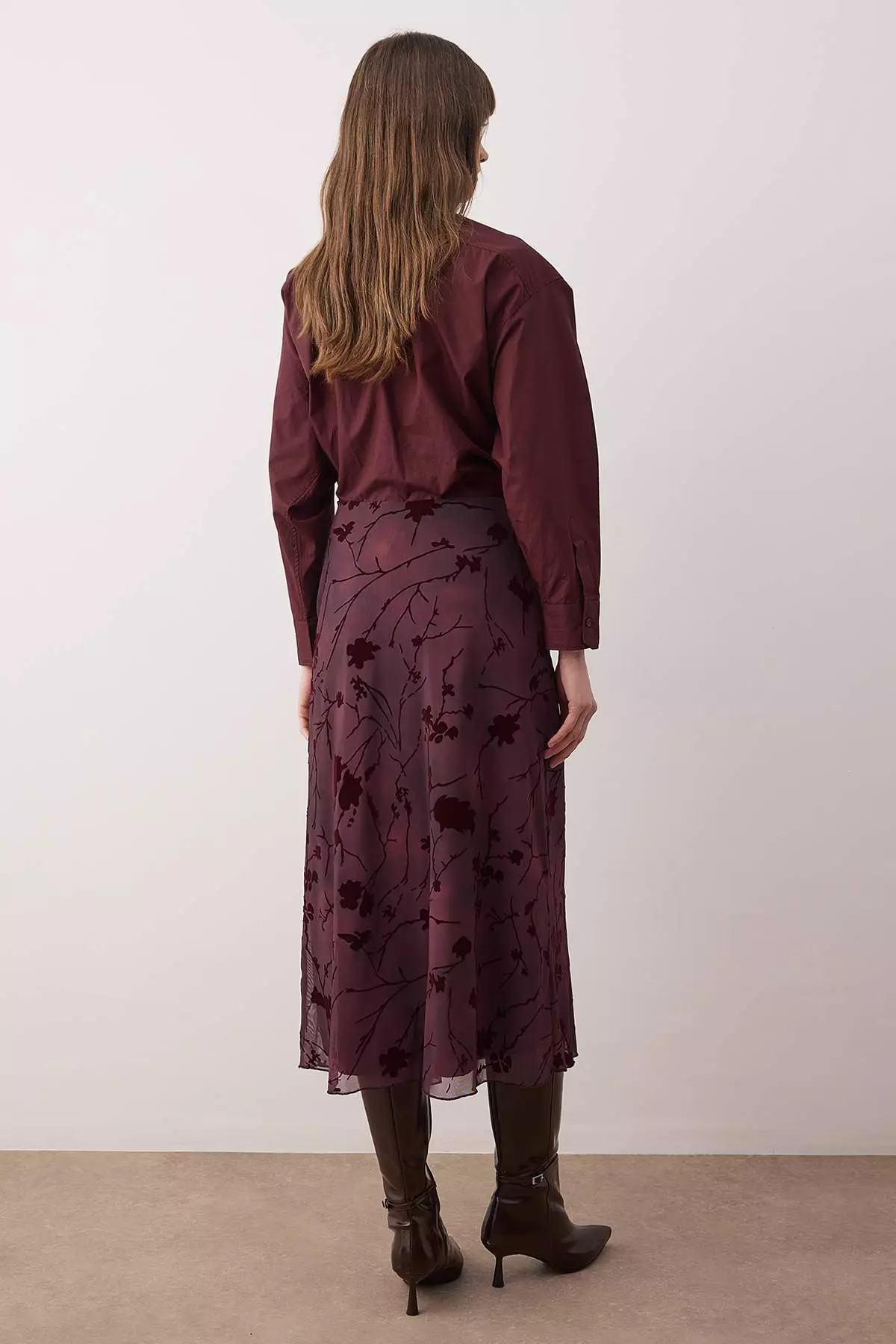 Plum Flock Printed Pencil Maxi/Long Tulle Stretchy Knitted Skirt Twoaw26Et146