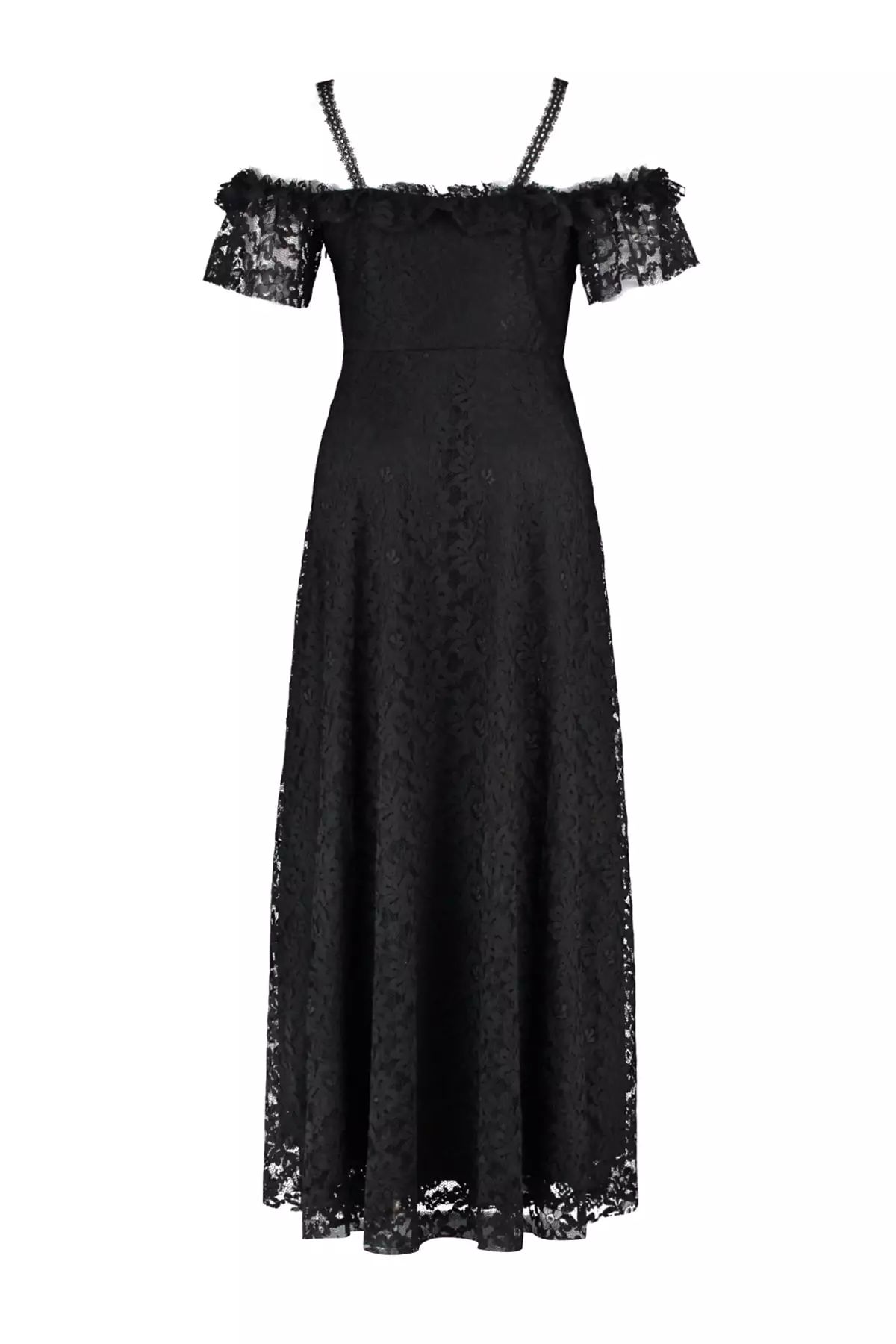 Black Strap A-Line/Flared Lace Long Evening Dress/Graduation/Engagement/Evening Dress