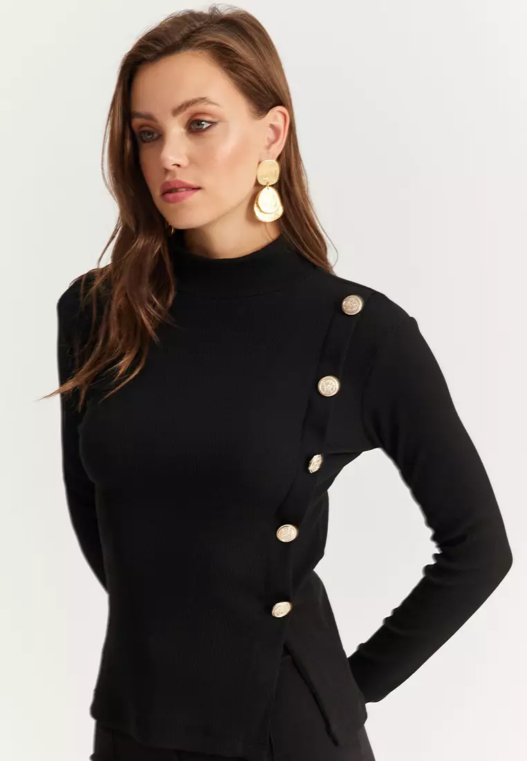 Buy Cool & Sexy Button Detailed High Neck Top 2025 Online | ZALORA
