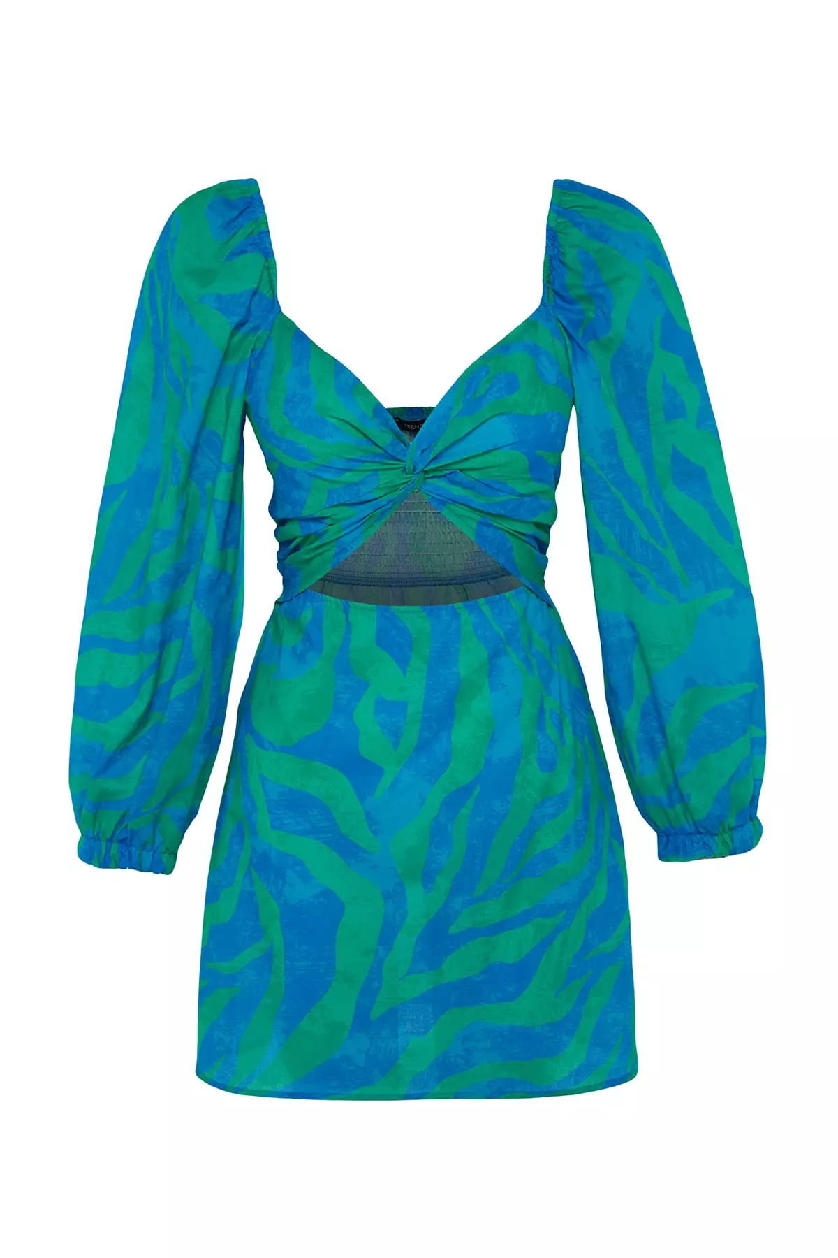 Pattern Fitted Cut Out Cotton Mini Beach Dress