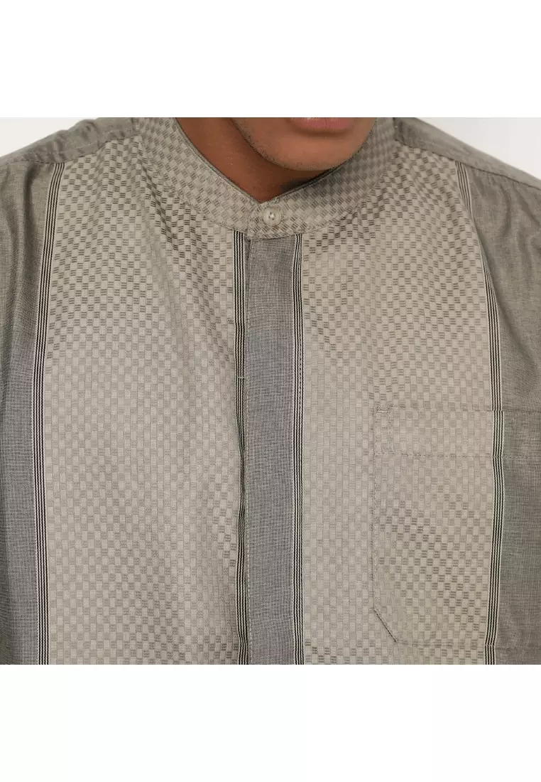 RBJ Kemeja Koko Border Olive Regular Fit Pria