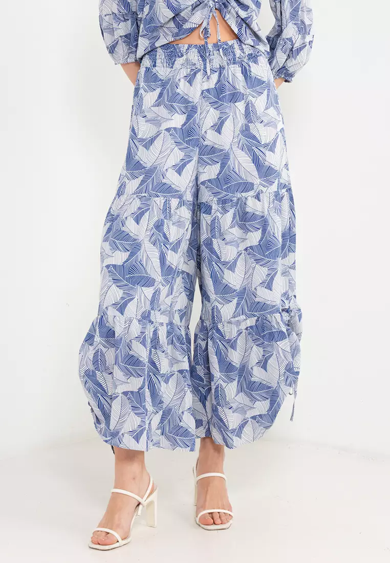 White and blue outlet palazzo pants