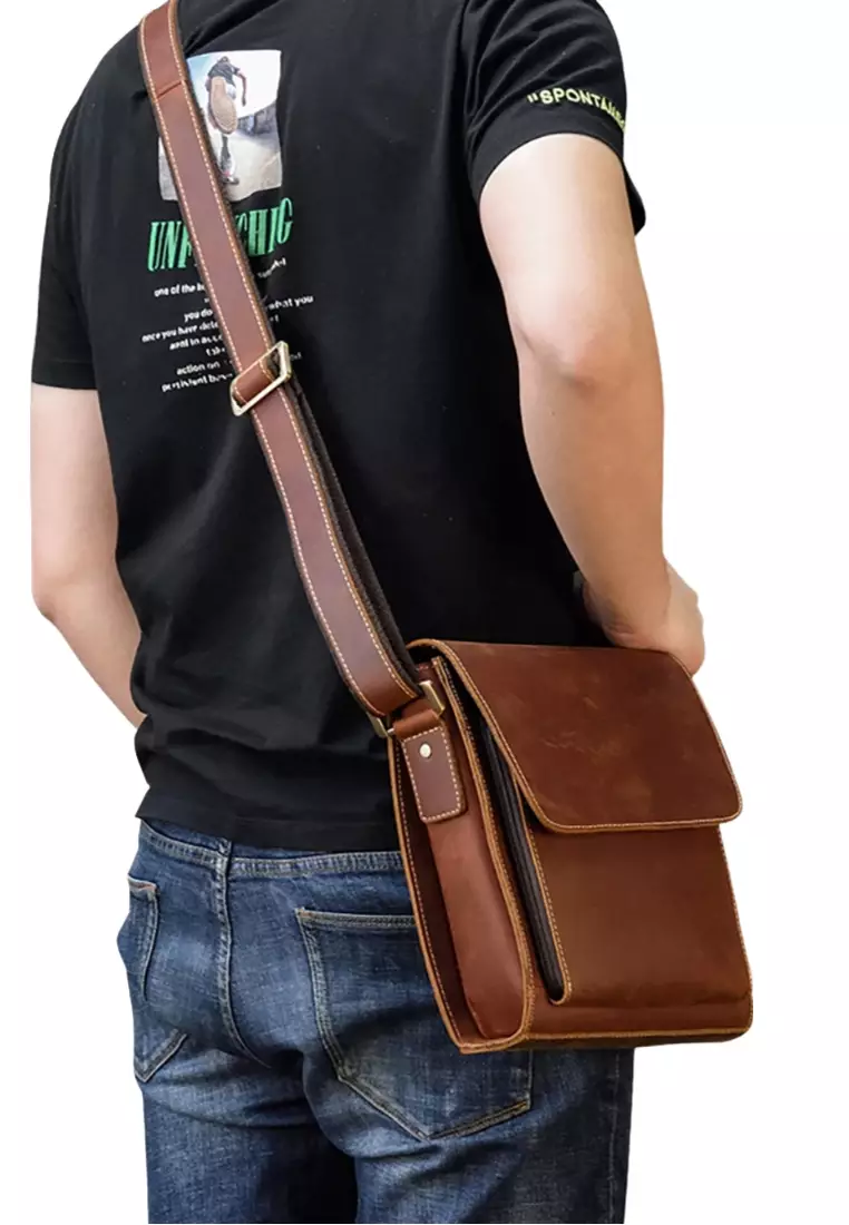 Cowhide leather messenger bag outlet