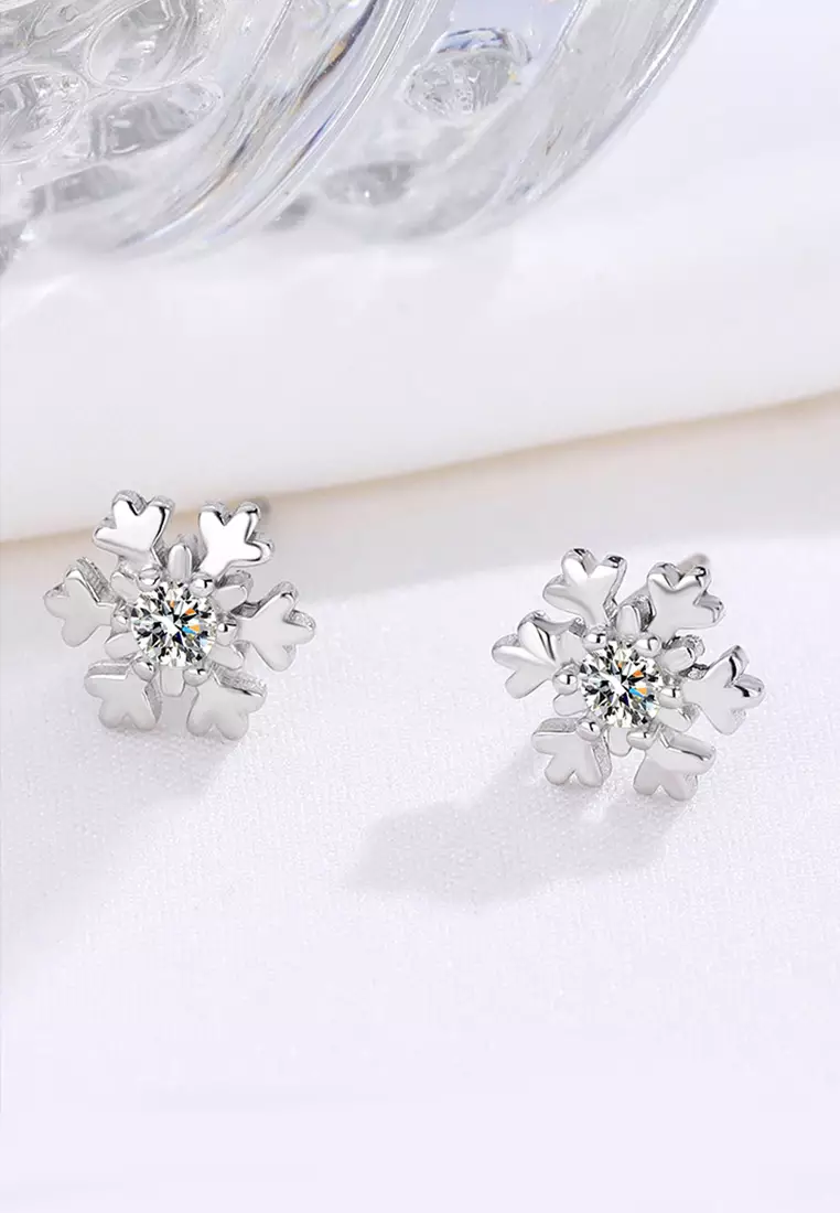 LDR6208 S925 Silver Snowflake Earrings