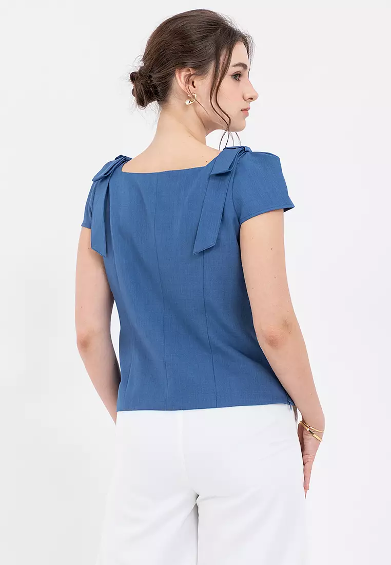 DELAZZO Square-neck Structured Top
