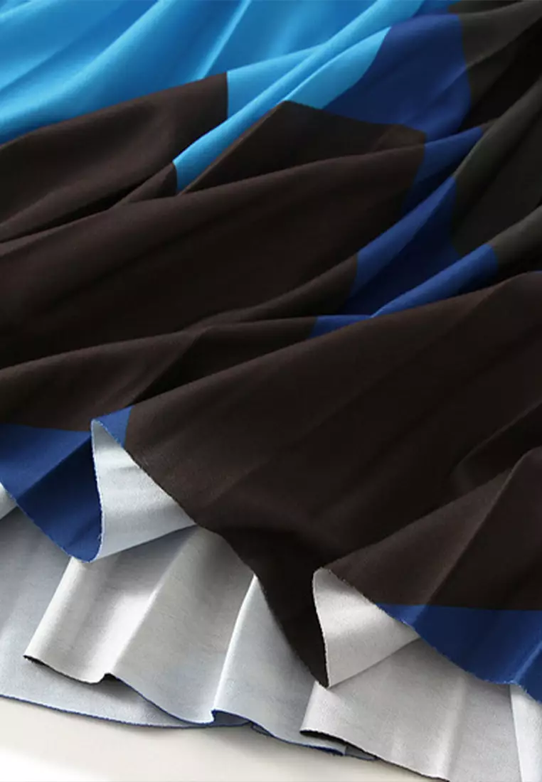 Abstract Print Pleated Skirt AF2125