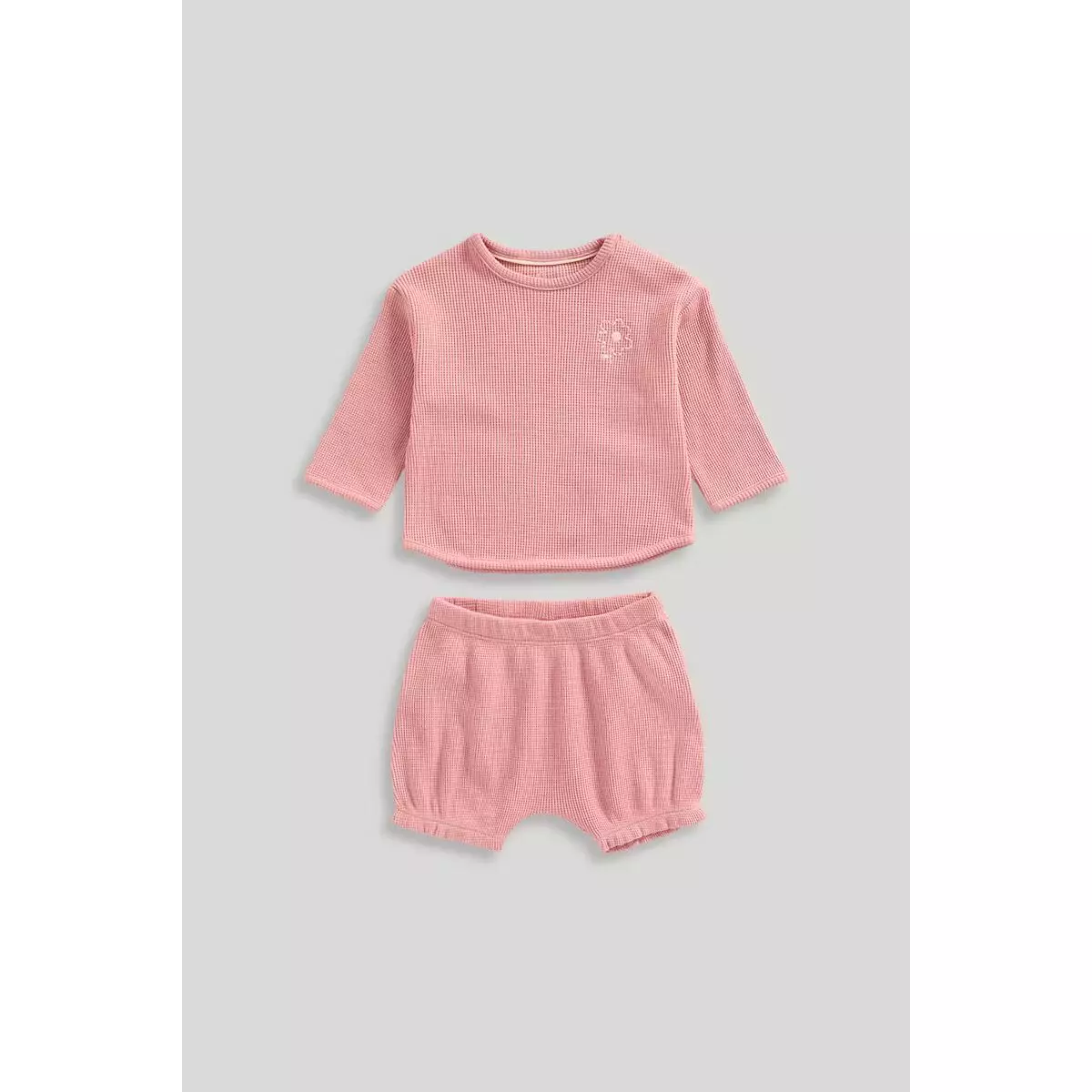 Mothercare Waffle Top and Shorts Set - Set Baju Bayi Perempuan (Pink)