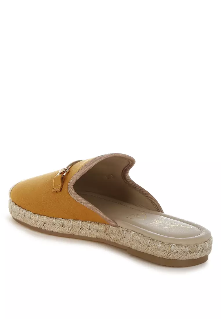 Horsebit Detail Espadrilles Mules In Brown