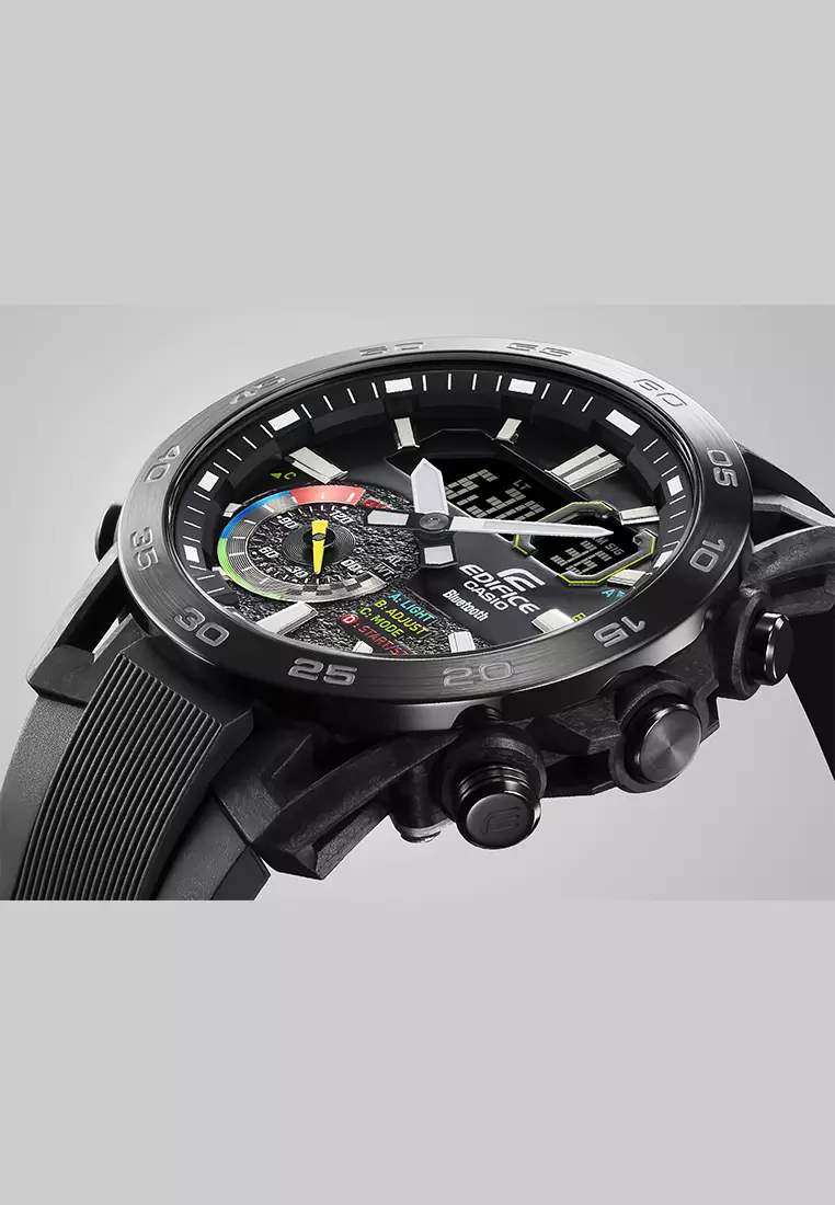 Casio Edifice Sospensione ECB-40MP-1A Jam Tangan Analog Digital Pria Smartphone Link - Black Resin Band