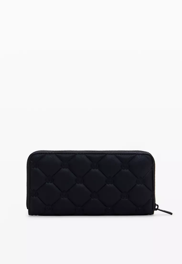 Quilted faux leather wallet