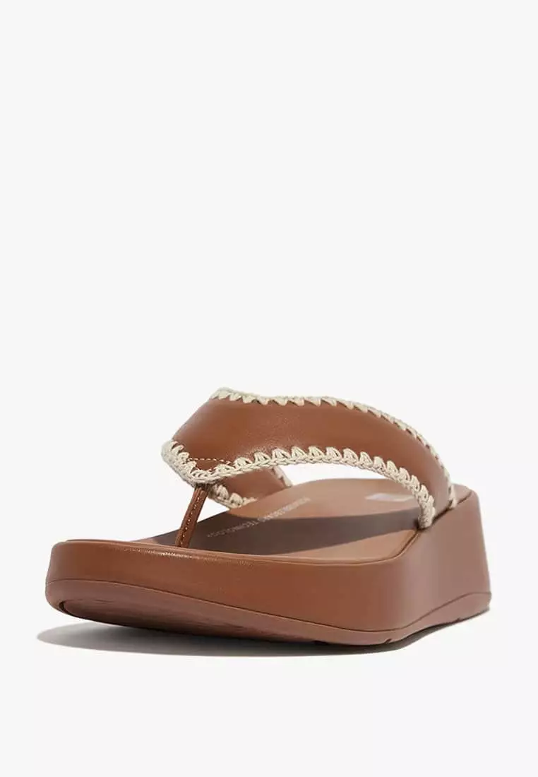 Discount on Fitflop  shoes - SKU: Fitflop F-Mode Crochet-Stitch Leather Flatform Toe-Thongs