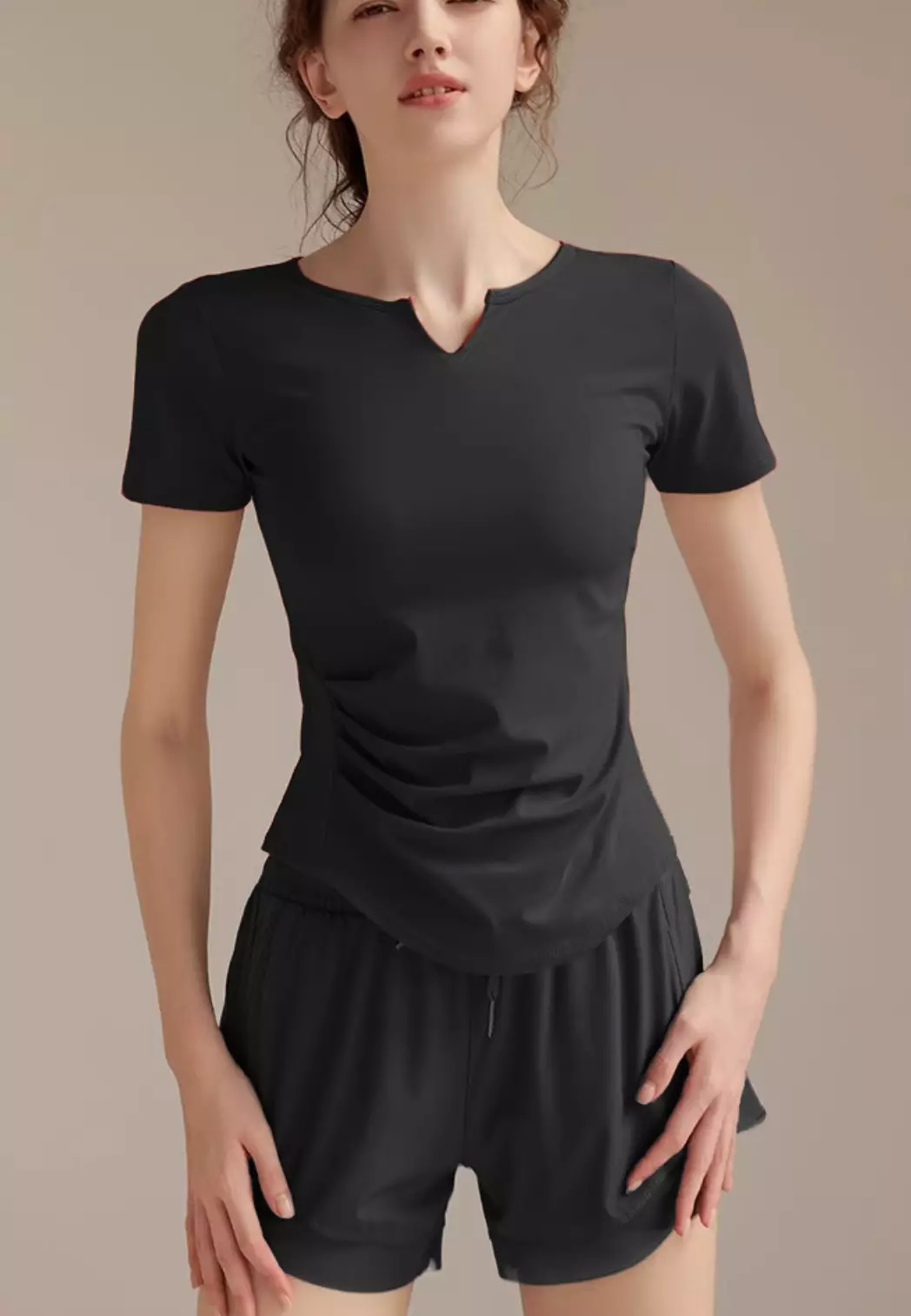 Aeries Top Sport Shirt – Breathable & Stretchable Workout Tee Women V-Neck Short Sleeve Workout Gym Fitness