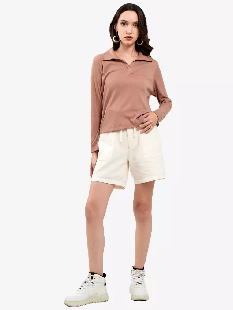 TONIQUE Kaos Wanita Katun Combed 24s Lengan Panjang KELLY Beige