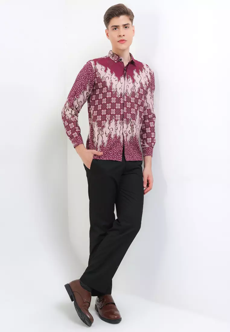 Saroja Kemeja Batik Exclusive Premium Pria Casual Modern Lengan Panjang