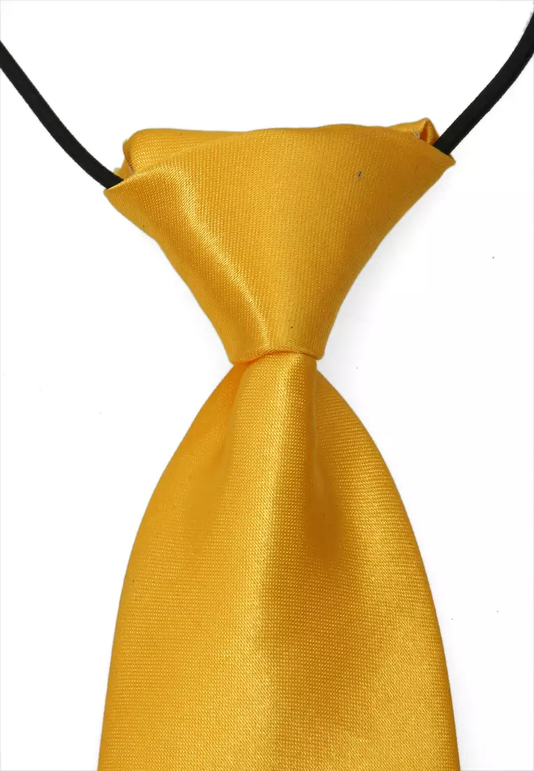 Deborah Aksesoris Fashion Dasi Instan Anak Pria Motif Polos Child Tie Material Satin ORIGINAL - Yellow
