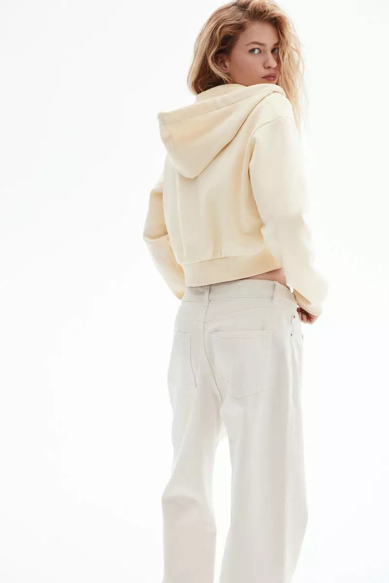 Cropped zip-through hoodie