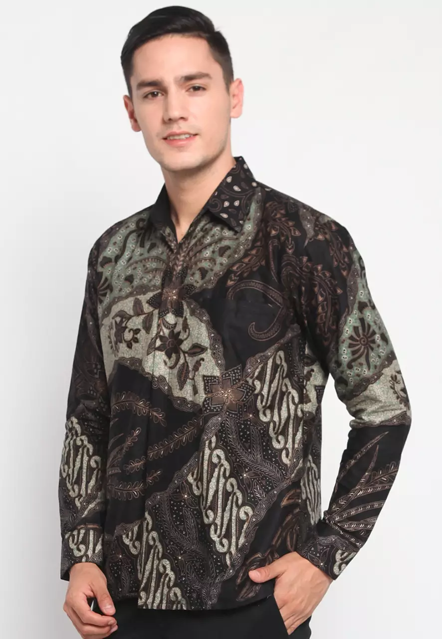 Kemeja Batik Pria Premium Slimfit Elegant Modern Lengan Panjang Narada Ijo